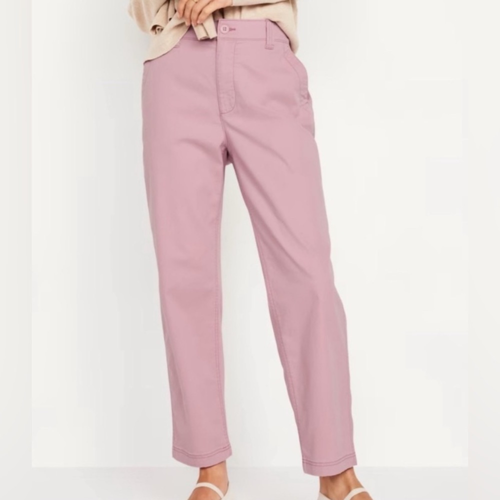Old Navy Woodrose Pink High Rise Chino Cotton Straight Leg Pants NWT Size M